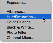 choose hue saturation