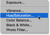 photoshop select hue saturation