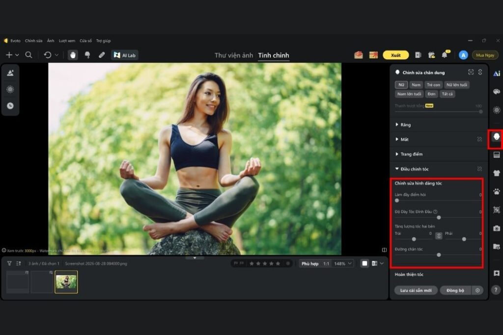 chỉnh tóc dày