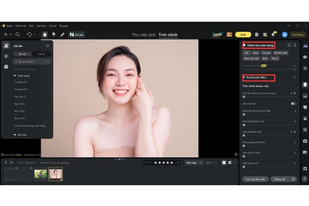 xóa mụn trên ảnh