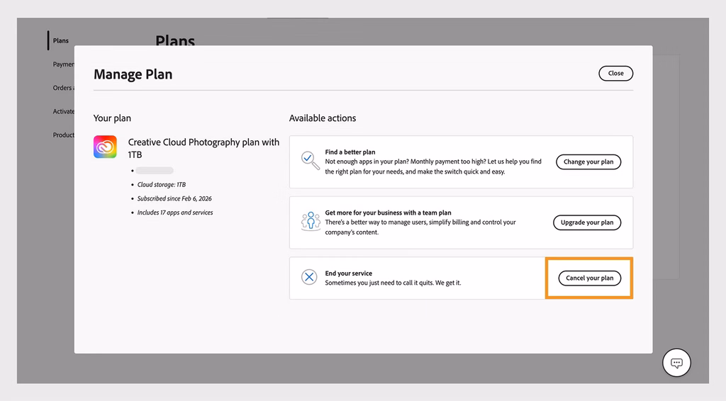 Cách huỷ gói adobe bản quyền
